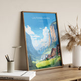 Lauterbrunnen Travel Print, Travel Poster of Lauterbrunnen, Lauterbrunnen Gift, Switzerland Art Gift,Wall Art Print NQ Media Designs