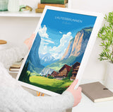 Lauterbrunnen Travel Print, Travel Poster of Lauterbrunnen, Lauterbrunnen Gift, Switzerland Art Gift,Wall Art Print NQ Media Designs