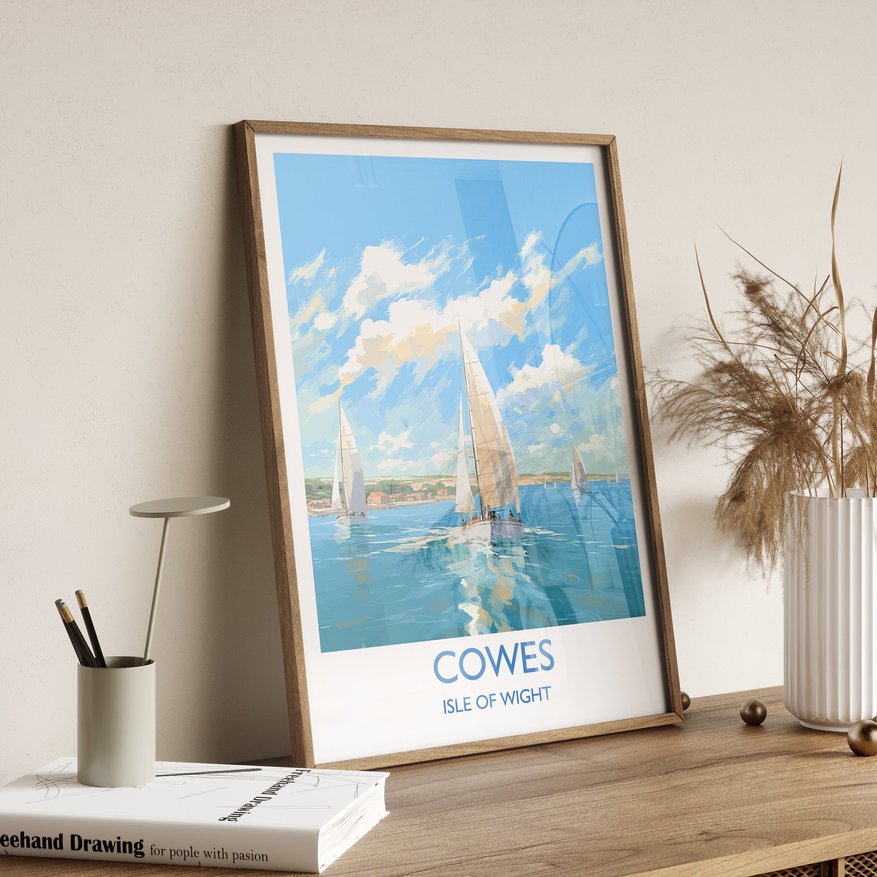 Cowes Print, Travel Poster of Cowes, Cowes Gift, Cowes Art, Sailing Art, Isle of Wight Gift, NQ Media Designs