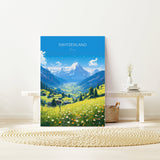 Switzerland Travel Poster, Travel Print of Switzerland, Alps, Swiss Art, Switzerland Gift, Wall Art Print NQ Media Designs