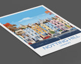 Notting Hill Travel Print, Travel Poster of Notting Hill, London Poster, Notting Hill Gift, Notting Hill Art, London Art UK Travel Gift NQ Media Designs