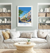 Notting Hill Travel Poster, Travel Print of Notting Hill, London Poster, Notting Hill Gift, Notting Hill Art, London Art UK Travel Gift NQ Media Designs