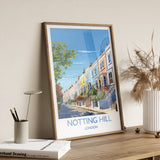 Notting Hill Travel Poster, Travel Print of Notting Hill, London Poster, Notting Hill Gift, Notting Hill Art, London Art UK Travel Gift NQ Media Designs