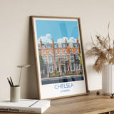Chelsea Travel Poster, Travel Print of Chelsea, London Poster, Chelsea Gift, Chelsea Art, London Art UK Travel Gift NQ Media Designs