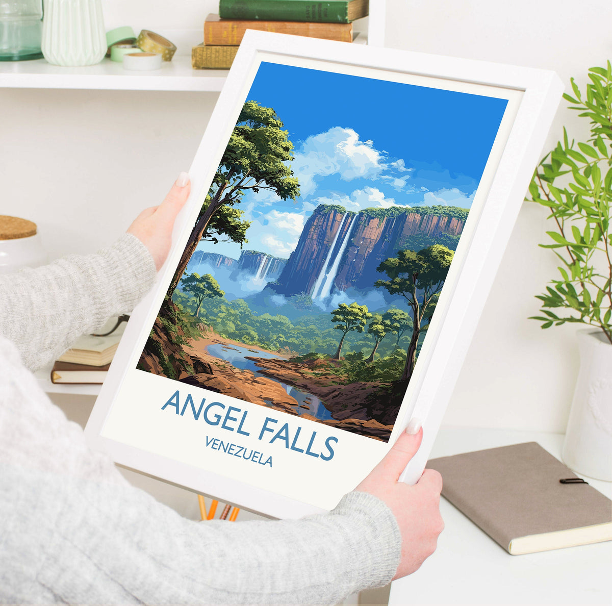 Angel Falls Print, Travel Poster of Angel Falls, Venezuela Art, Angel Falls Art Gift, South America Gift, Travel Gift NQ Media Designs