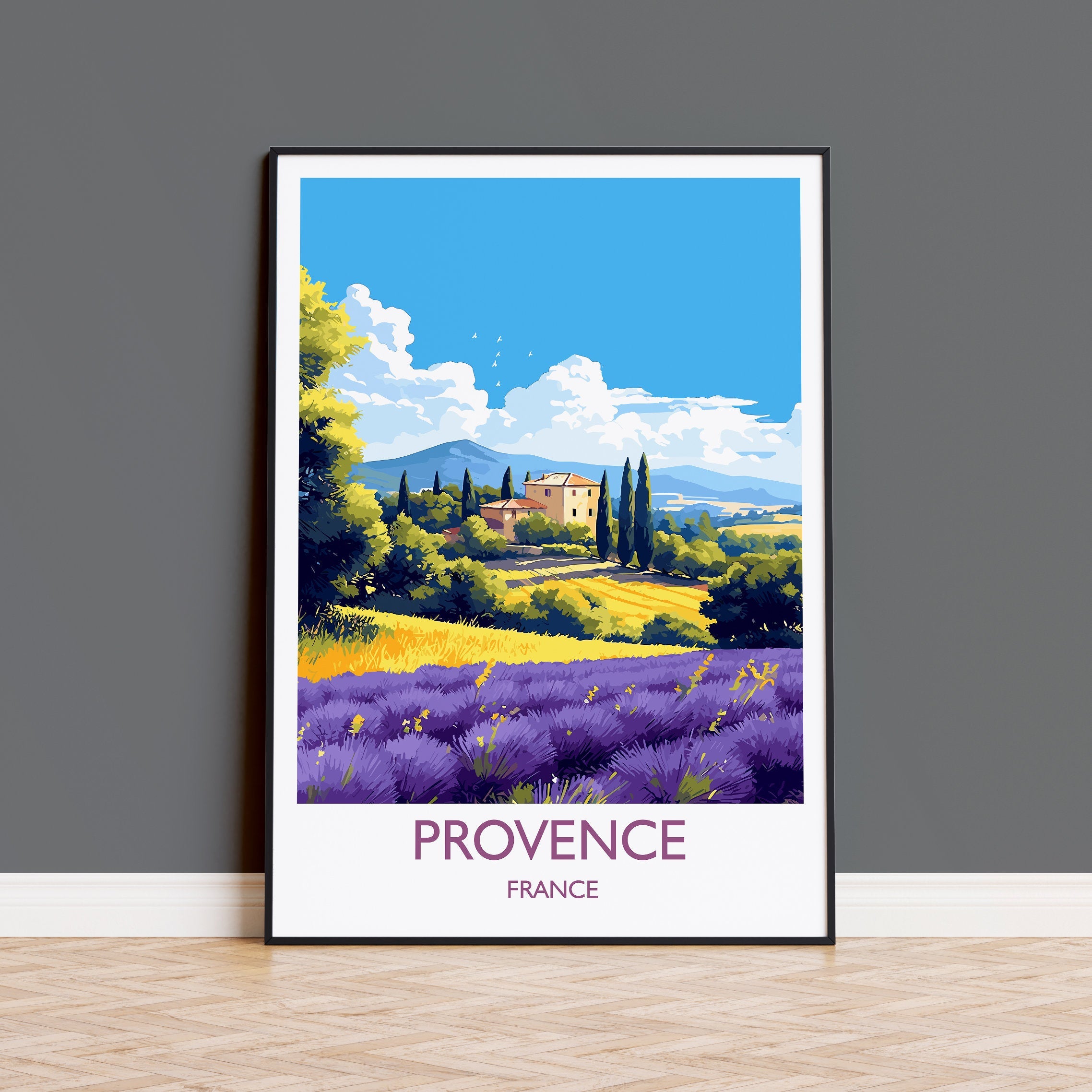 Provence Print, Travel Poster of Provence, France, Provence Gift, France Wall Art, Travel Gift NQ Media Designs