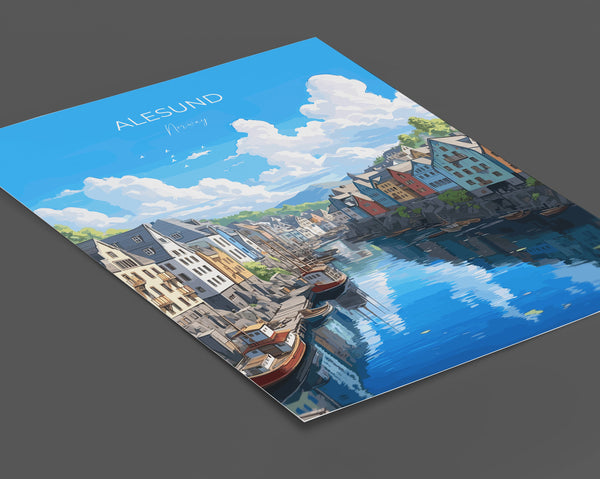 Alesund Print, Travel Poster of Alesund, Norway, Alesund Gift, Travel Gift