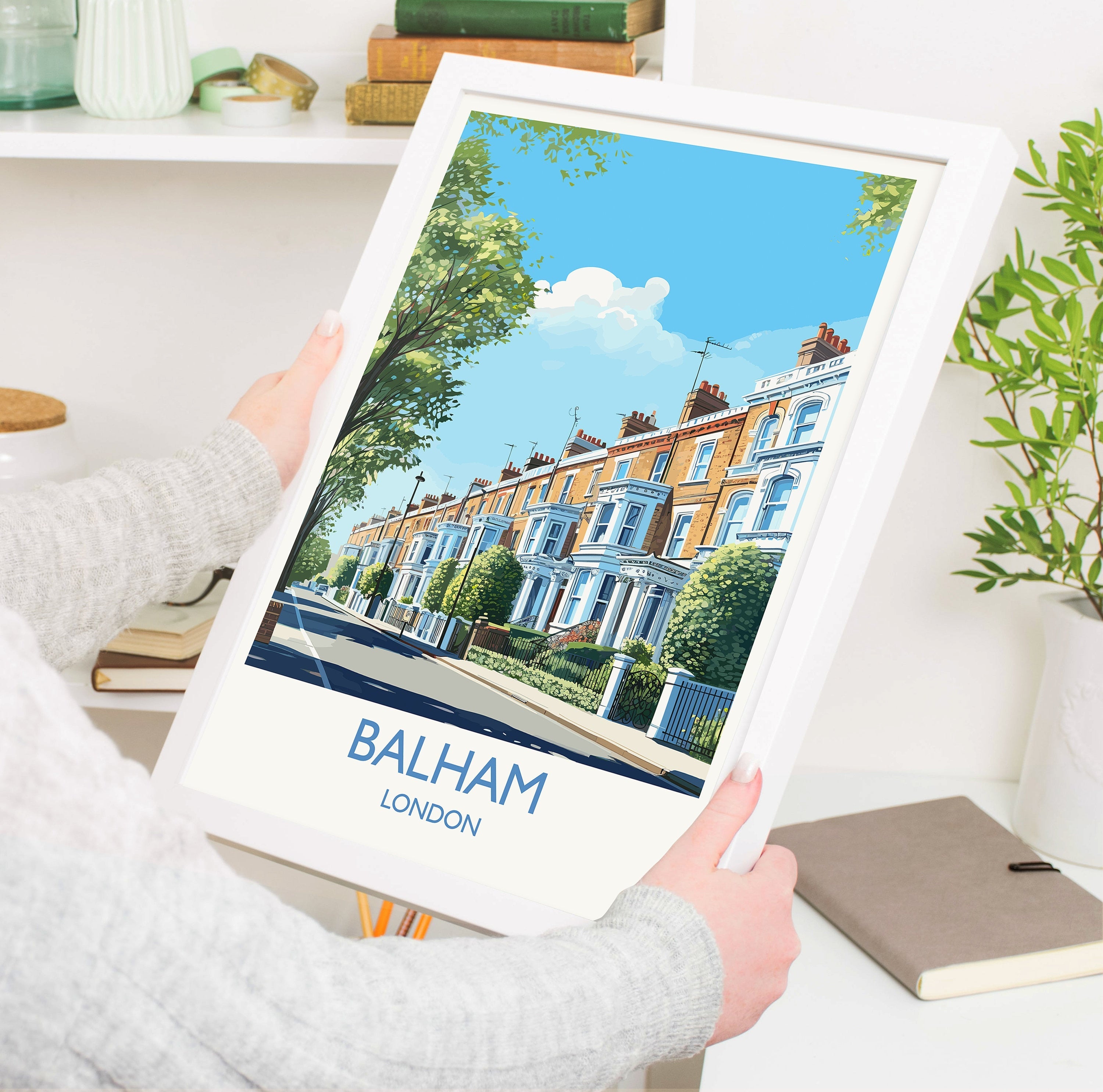 Balham Travel Poster, Travel Print of Balham, London Poster, Balham Gift, Balham Art, London Art UK Travel Gift NQ Media Designs