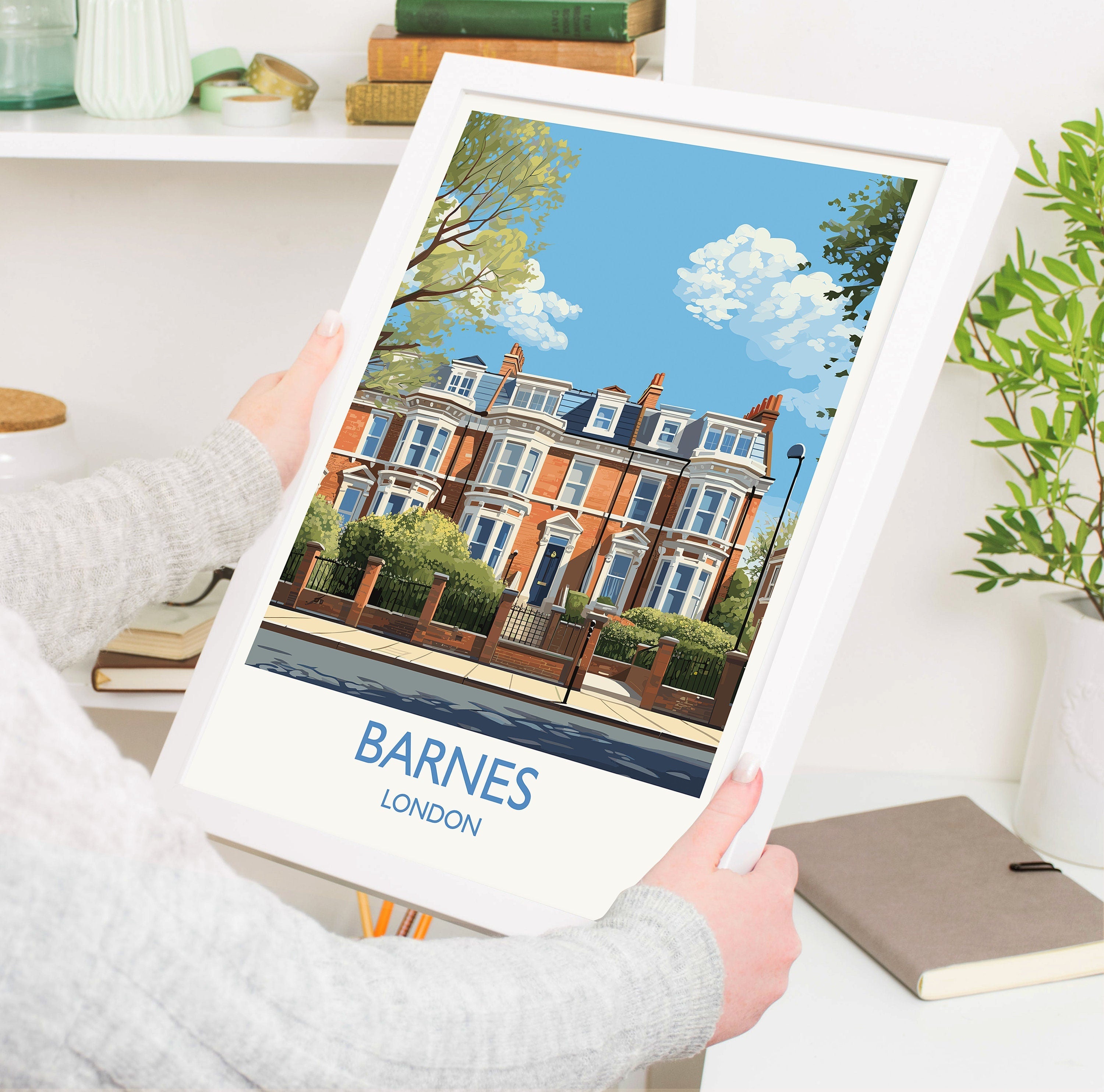 Barnes Travel Poster, Travel Print of Barnes, London Poster, Barnes Gift, Barnes Art, London Art UK Travel Gift NQ Media Designs