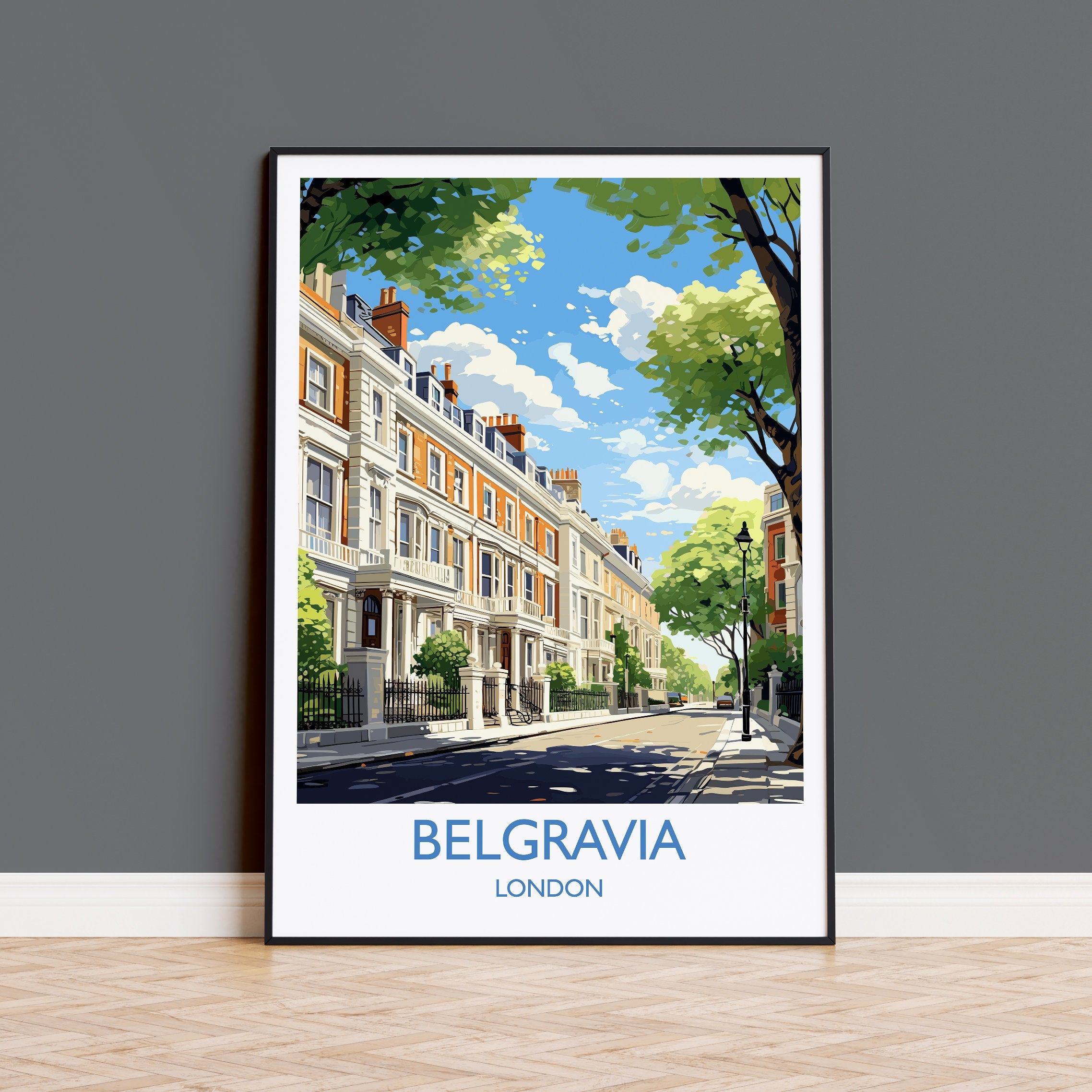Belgravia Travel Poster, Travel Print of Belgravia, London Poster, Belgravia Gift, Belgravia Art, London Art UK Travel Gift NQ Media Designs