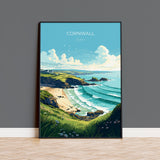Cornwall Travel Print, Travel Poster of Cornwall, England, Cornwall Art, Cornwall Gift, Wall Art Print NQ Media Designs