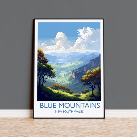 Blue Mountains Poster, Travel Print of Blue Mountains, New South Wales, Blue Mountains Gift, Australia Art Gift
