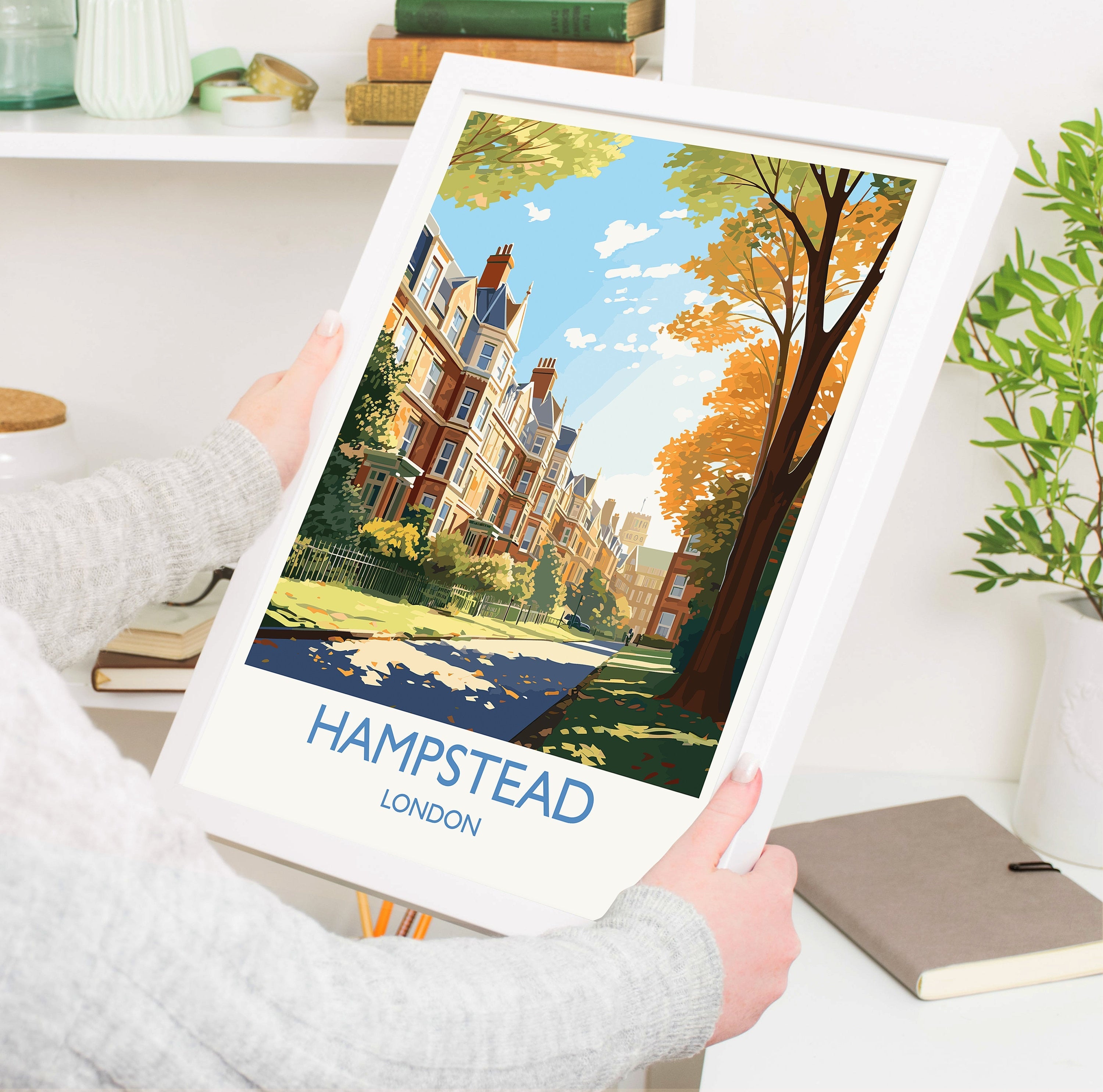 Hampstead Travel Print, Travel Poster of Hampstead, London Poster, Hampstead Gift, Hampstead Art, London Art UK Travel Gift NQ Media Designs