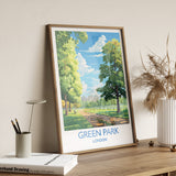 Green Park Travel Print, Travel Poster of Green Park, London Poster, Green Park Gift, Green Park Art, London Art UK Travel Gift NQ Media Designs