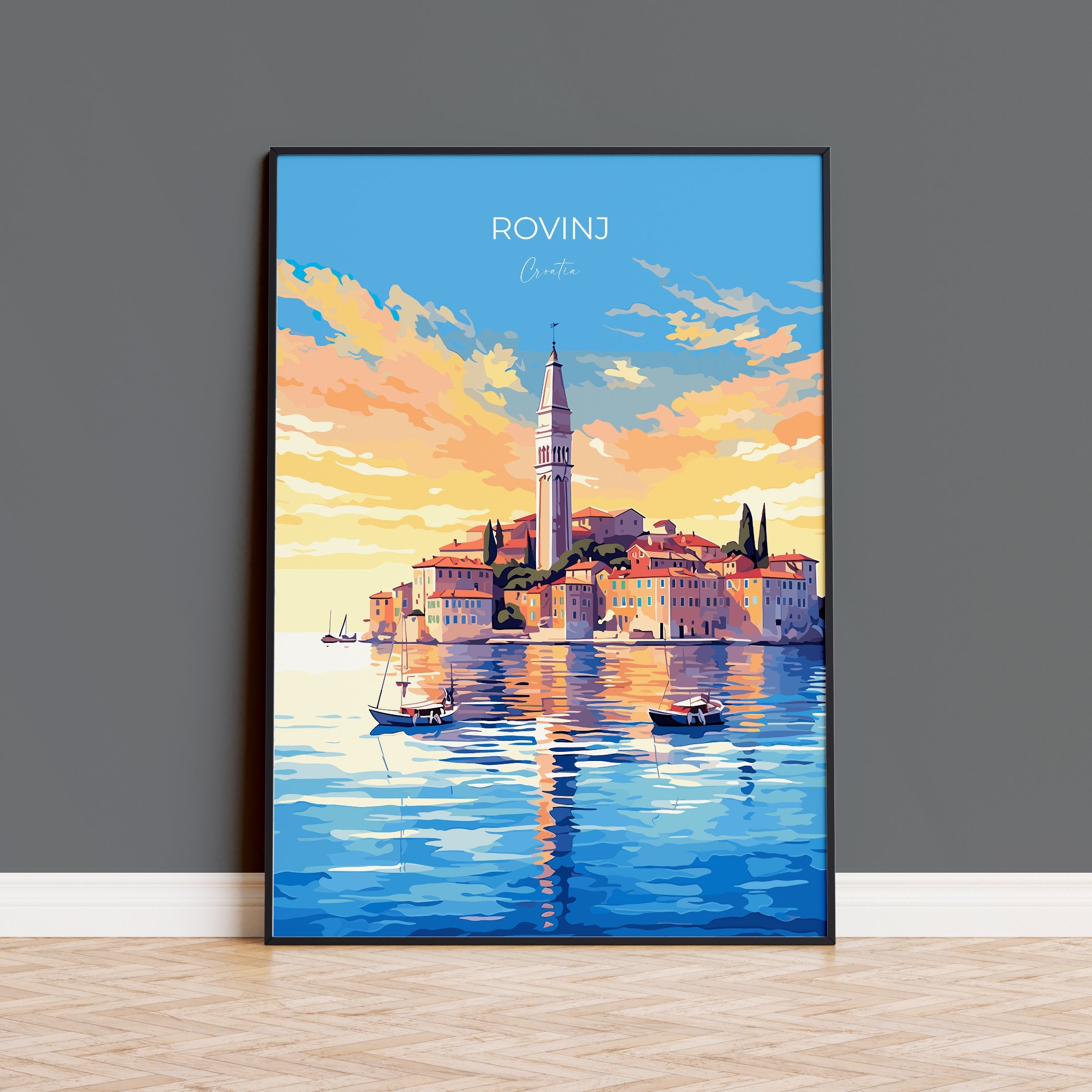 Rovinj Travel Poster, Travel Print of Rovinj, Croatia, Rovinj Art, Rovinj Gift, Wall Art Print NQ Media Designs