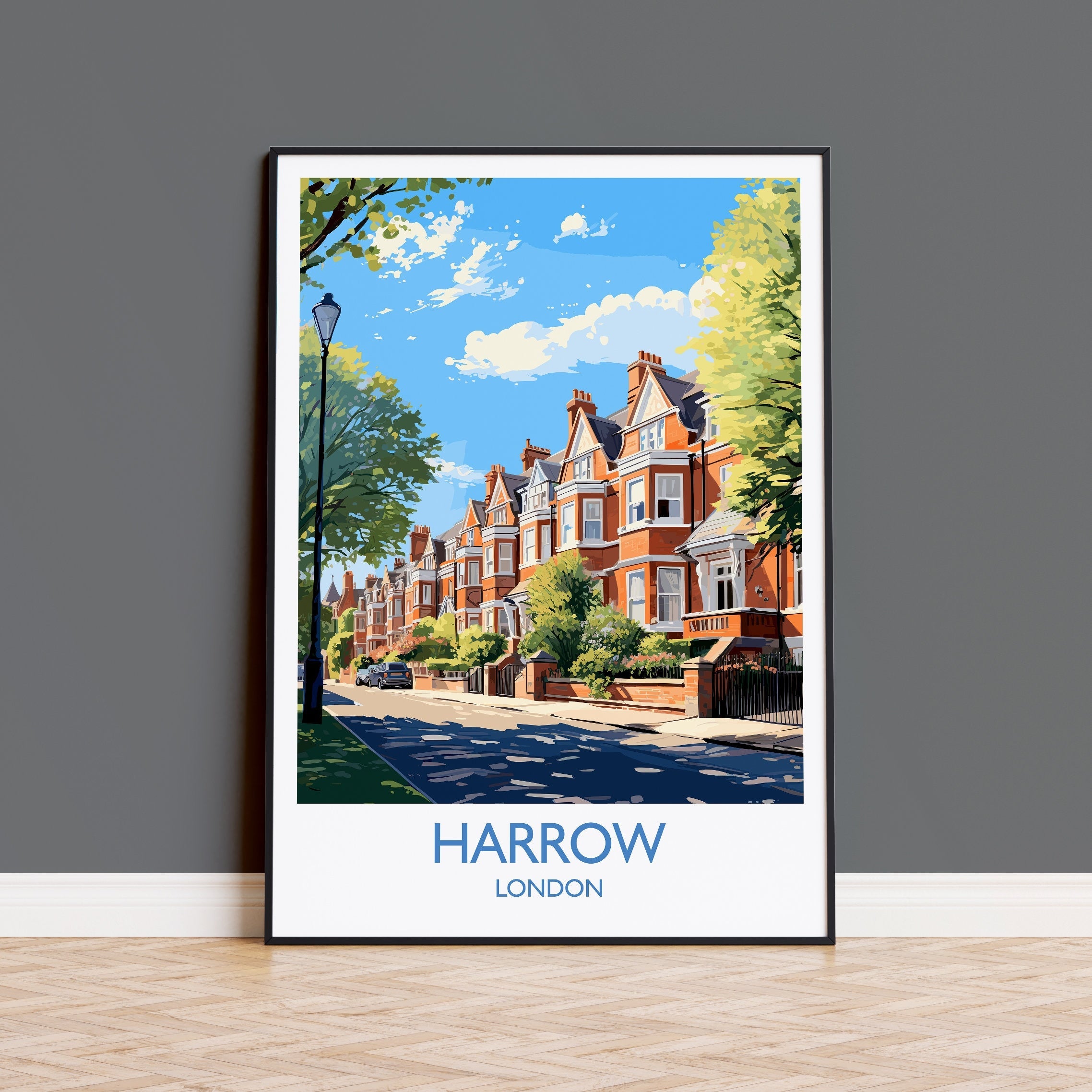 Harrow Travel Print, Travel Poster of Harrow, London Poster, Harrow Gift, Harrow Art, London Art UK Travel Gift NQ Media Designs