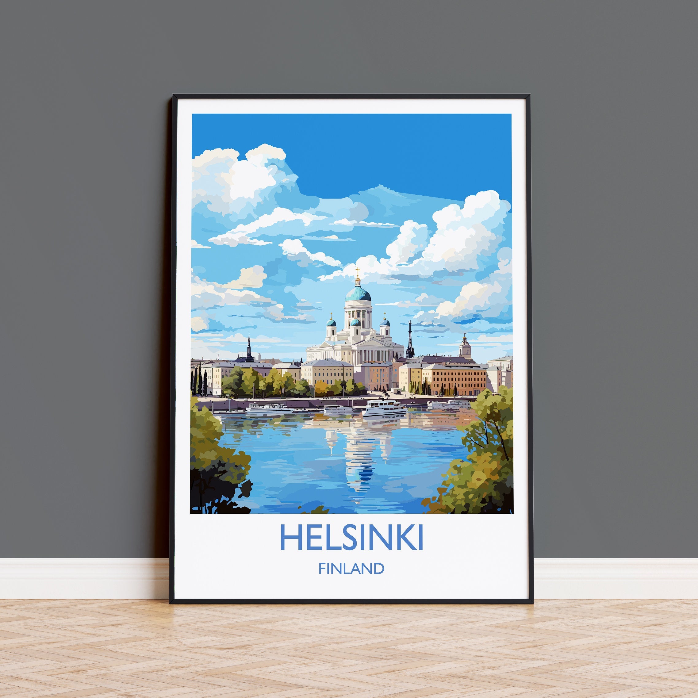 Helsinki Print, Travel Poster of Helsinki, Finland, Helsinki Art Gift, Finland Gift Art, Landscape Wall Art Print NQ Media Designs