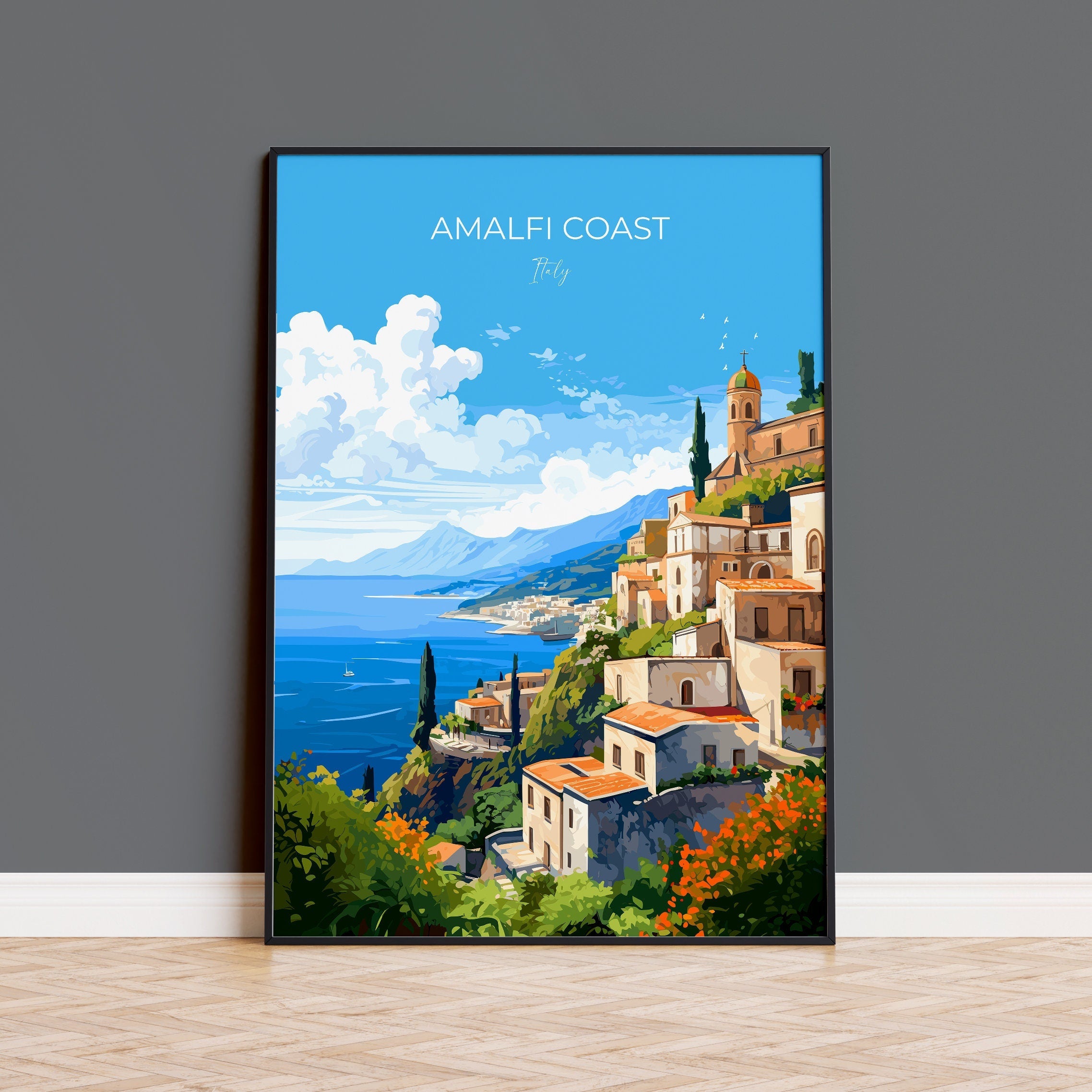 Amalfi Poster, Travel Print of Amalfi Coast, Italy Poster, Amalfi Coast Art Gift, Sorrento Art, Italy Art Travel Gift NQ Media Designs