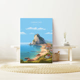 Gibraltar Travel Poster, Travel Print of Gibraltar, Mediterranean, Gibraltar Art, Gibraltar Gift, Wall Art Print NQ Media Designs