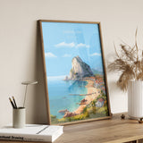Gibraltar Travel Poster, Travel Print of Gibraltar, Mediterranean, Gibraltar Art, Gibraltar Gift, Wall Art Print NQ Media Designs