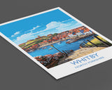 Whitby Travel Print, Travel Poster of Whitby, Yorkshire Gift, England, North Yorkshire Art, Whitby Gift, Wall Art Print NQ Media Designs