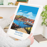 Whitby Travel Print, Travel Poster of Whitby, Yorkshire Gift, England, North Yorkshire Art, Whitby Gift, Wall Art Print NQ Media Designs
