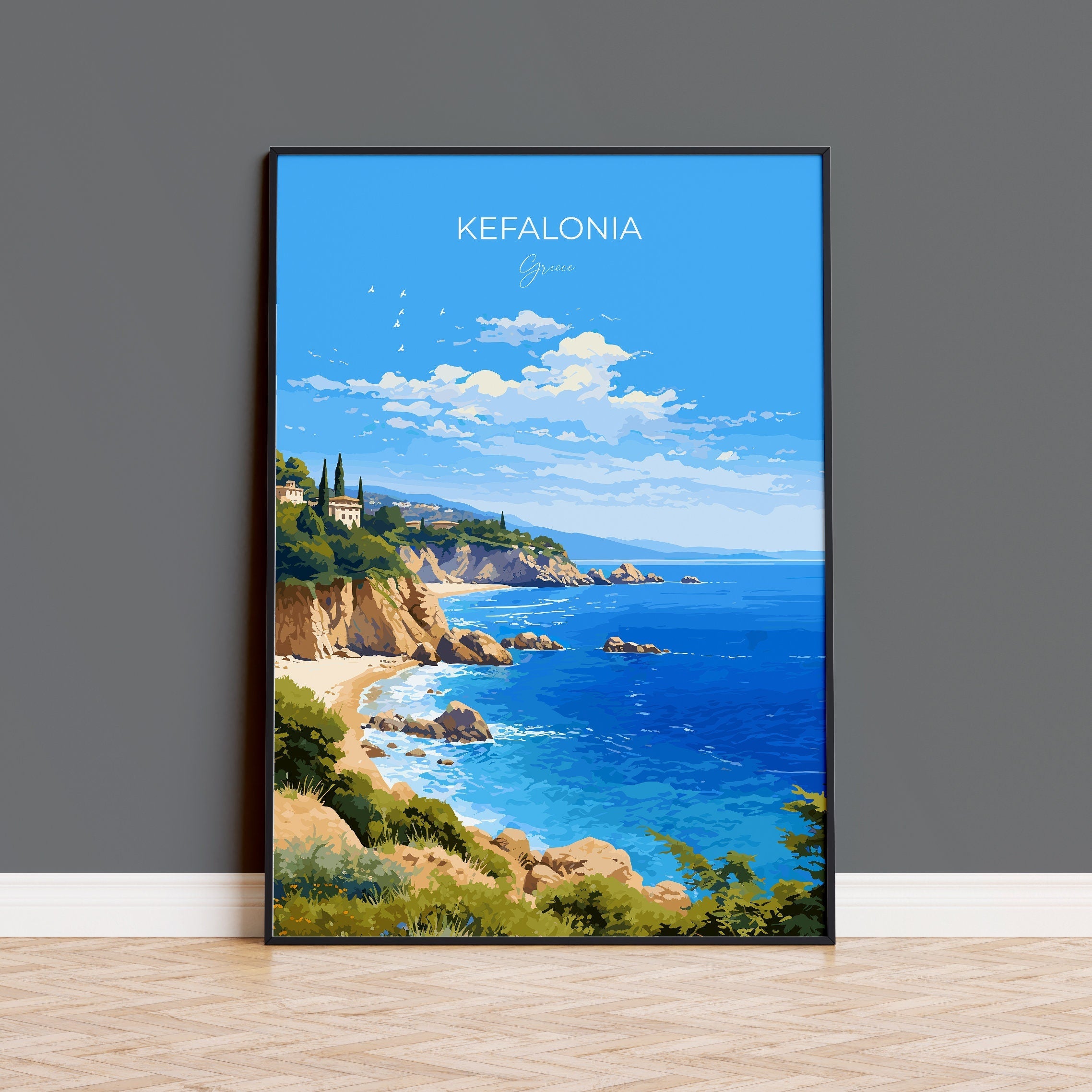 Kefalonia Poster, Travel Print of Kefalonia, Greece, Kefalonia Gift Art, Wall Art Print NQ Media Designs