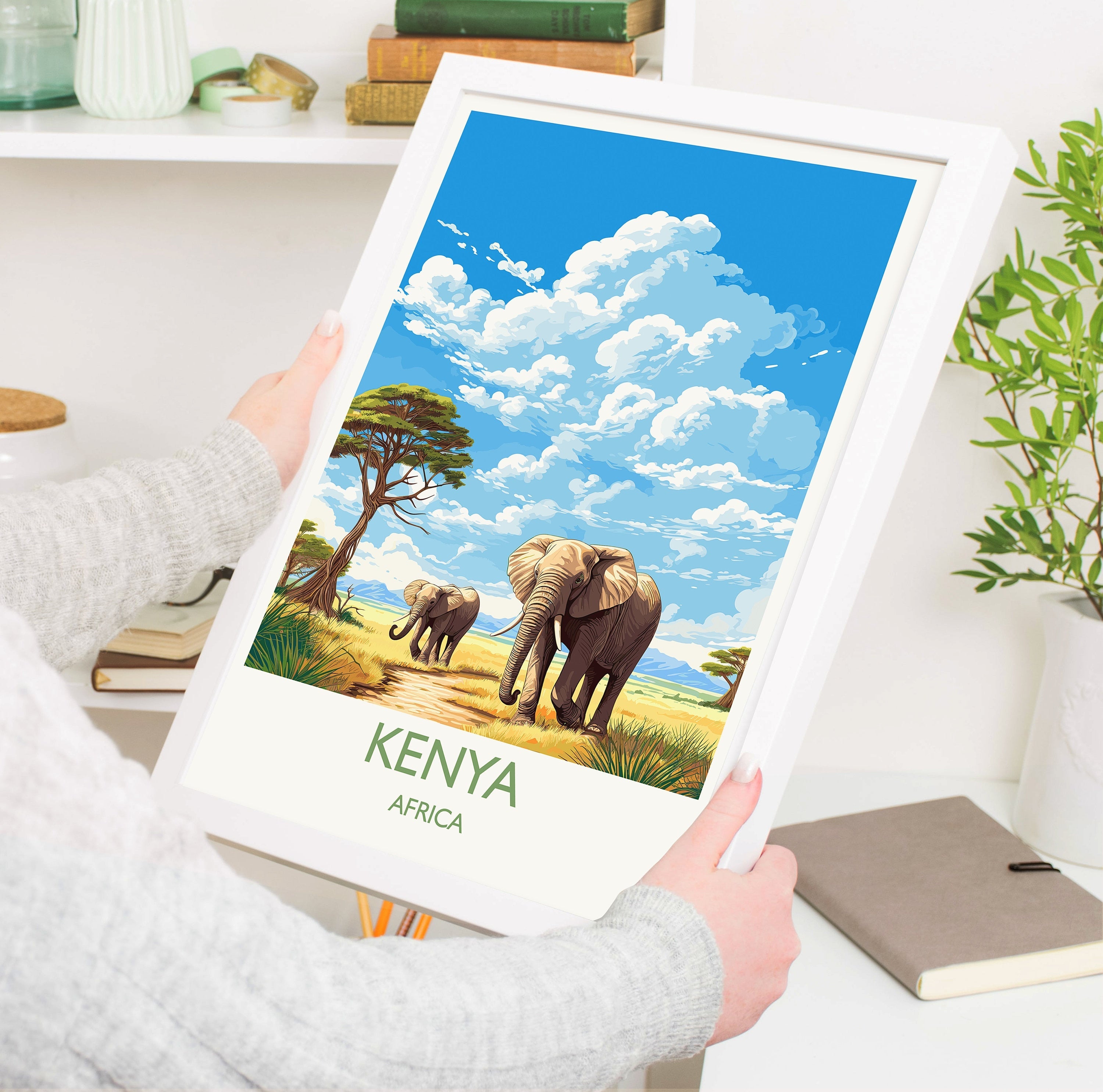 Kenya Travel Poster, Travel Print of Kenya, Kenya Gift, Africa, Africa Art Gift, Wall Art Print NQ Media Designs
