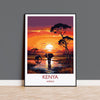 Kenya Travel Print, Travel Poster of Kenya, Kenya Gift, Kenya Sunset Africa, Africa Art Gift, Wall Art Print NQ Media Designs
