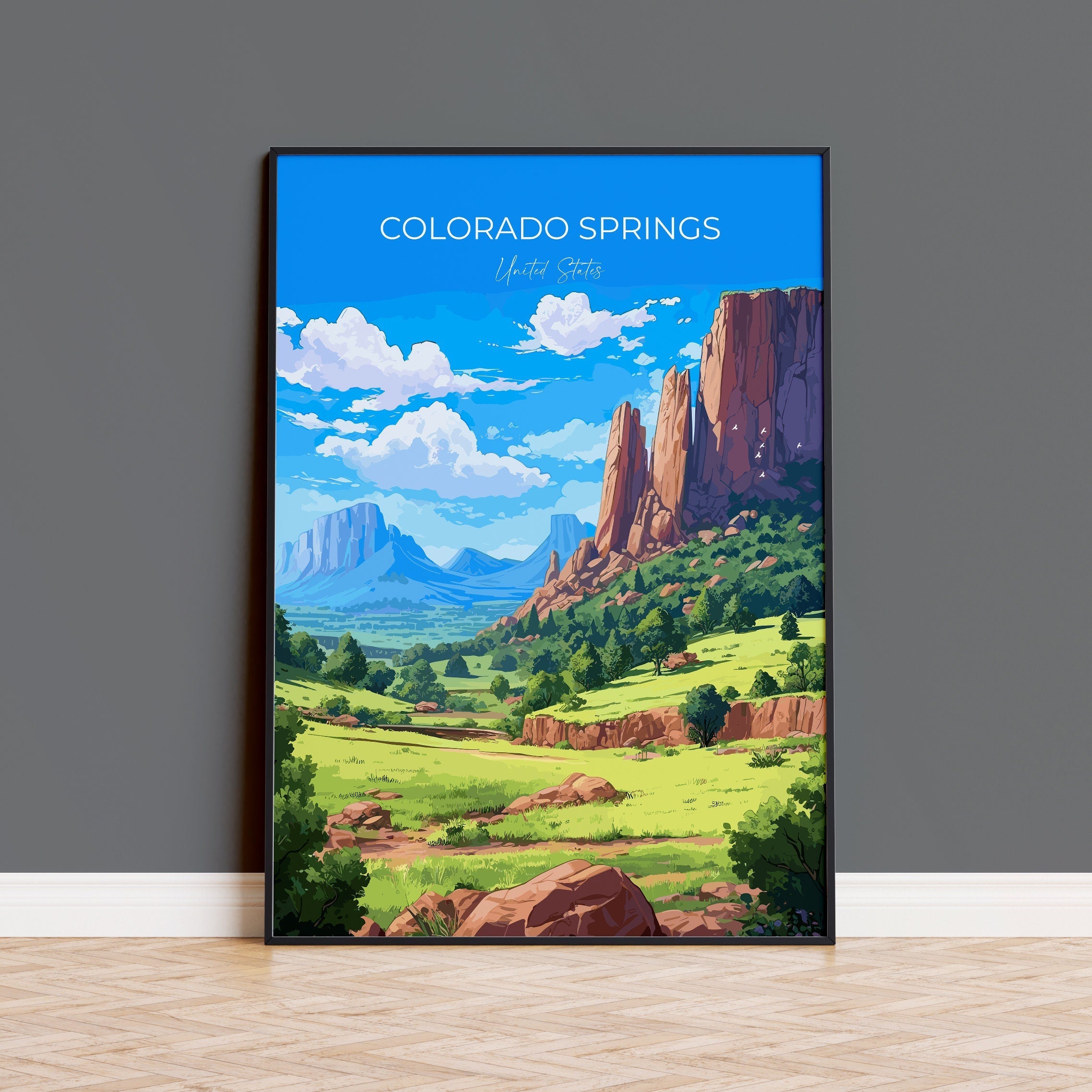 Colorado Springs Travel Print, Travel Poster of Colorado Springs, Colorado, USA, Colorado Springs Travel Gift NQ Media Designs