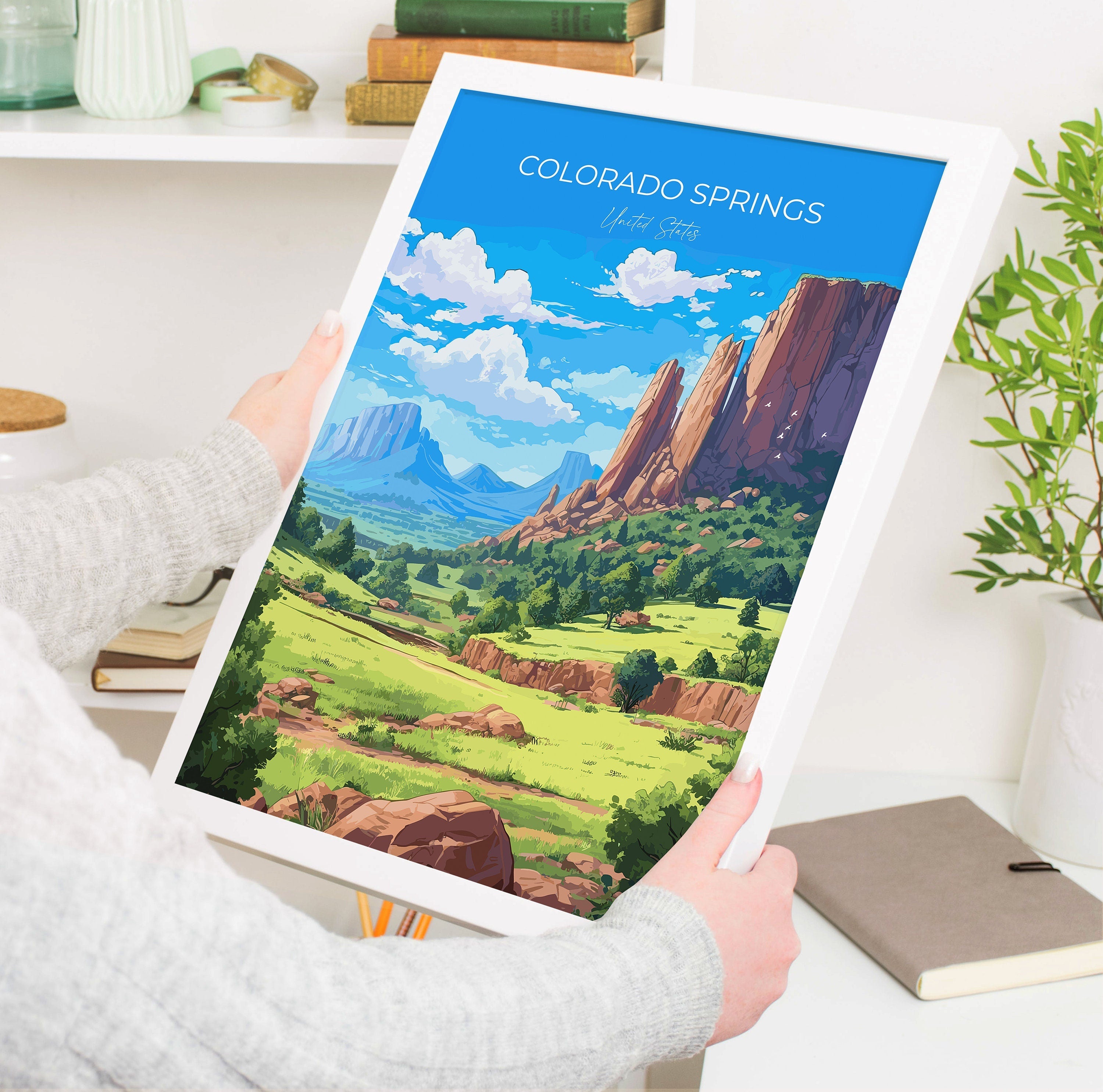 Colorado Springs Travel Print, Travel Poster of Colorado Springs, Colorado, USA, Colorado Springs Travel Gift NQ Media Designs