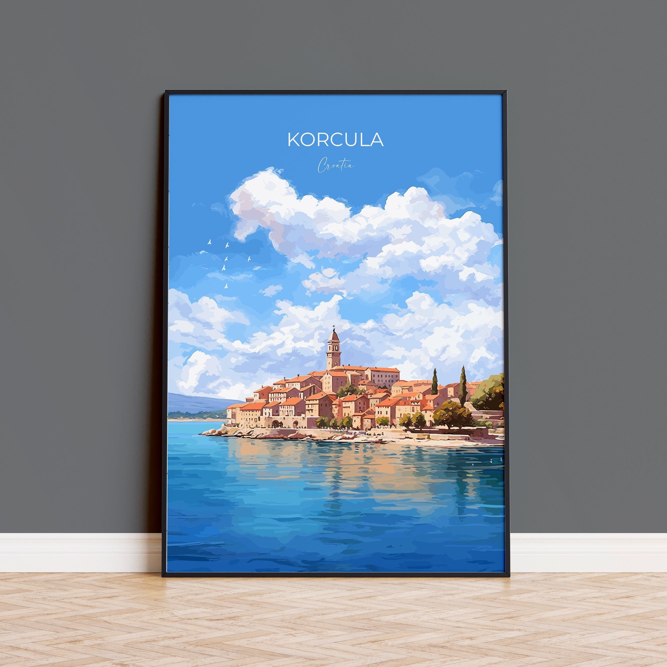 Korcula Travel Print, Travel Poster of Korcula, Croatia, Korcula Art, Korcula Gift, Wall Art Print NQ Media Designs
