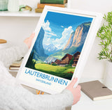 Lauterbrunnen Travel Print, Travel Poster of Lauterbrunnen, Lauterbrunnen Gift, Switzerland Art Gift,Wall Art Print NQ Media Designs