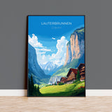 Lauterbrunnen Travel Print, Travel Poster of Lauterbrunnen, Lauterbrunnen Gift, Switzerland Art Gift,Wall Art Print NQ Media Designs