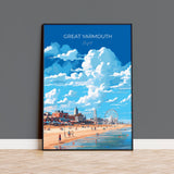 Great Yarmouth Travel Print, Travel Poster of Great Yarmouth , Norfolk Gift, England, Norfolk Art, Great Yarmouth Gift, Wall Art Print NQ Media Designs