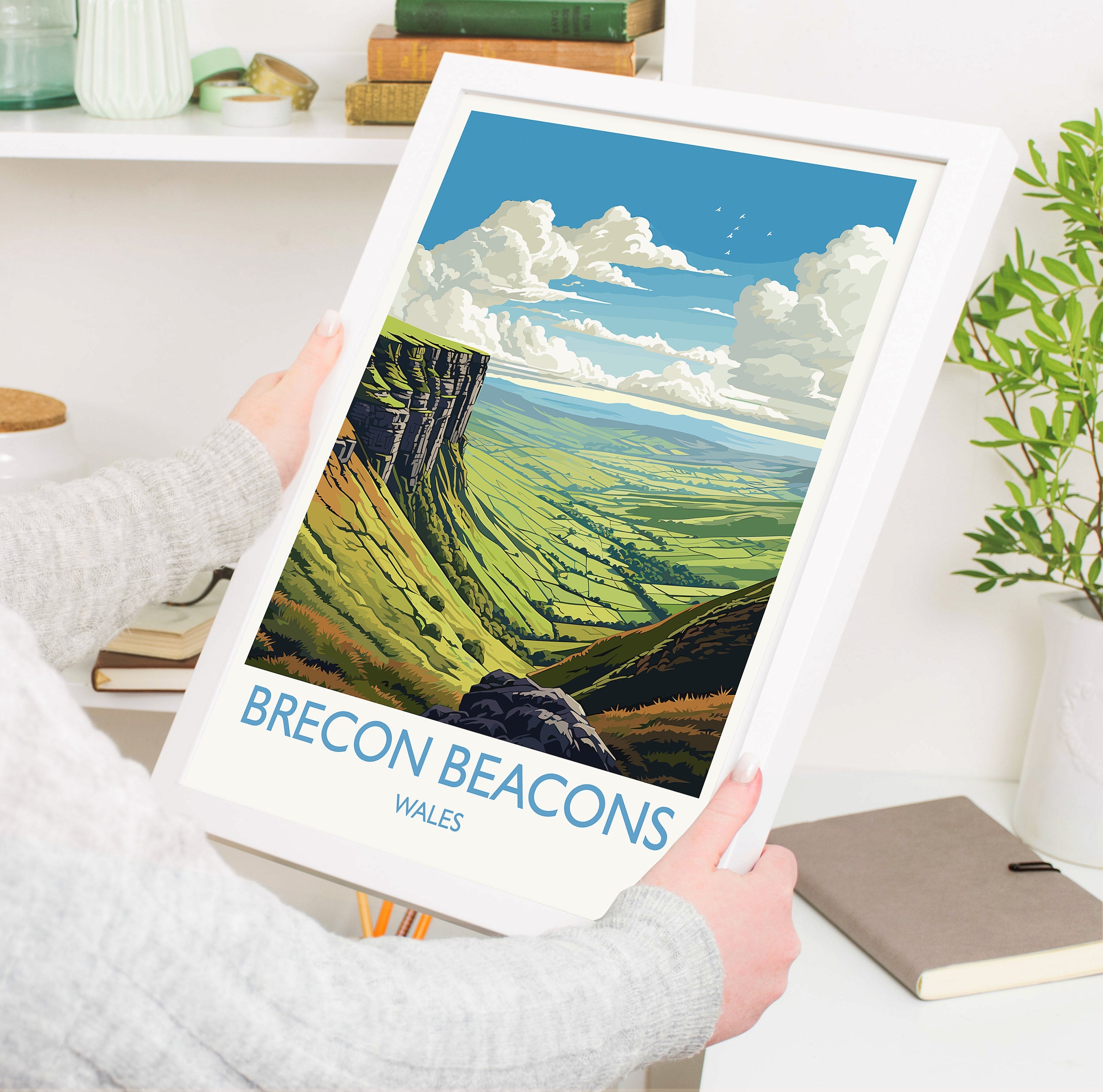 Brecon Beacons Travel Poster, Brecon Beacons Travel Print, Wales, Welsh Art, Brecon Beacons Gift, Wall Art Print NQ Media Designs
