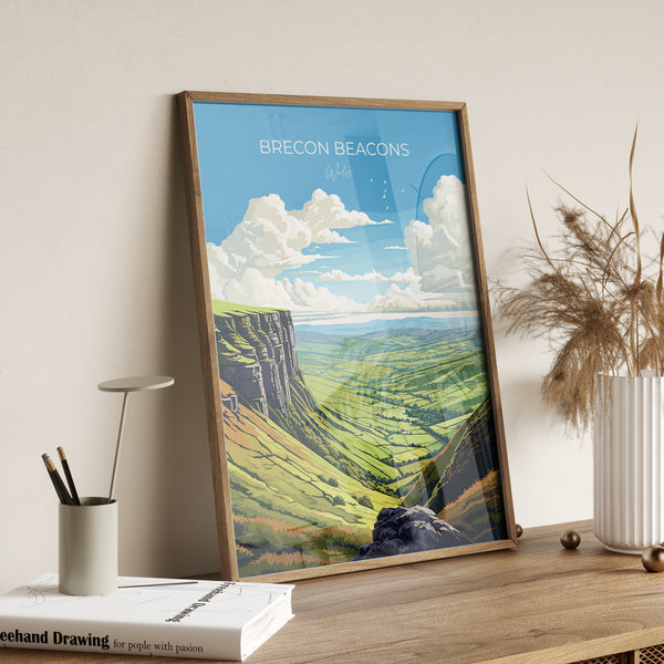 Brecon Beacons Print, Brecon Beacons Travel Poster, Wales, Welsh Art, Brecon Beacons Gift, Wall Art Print