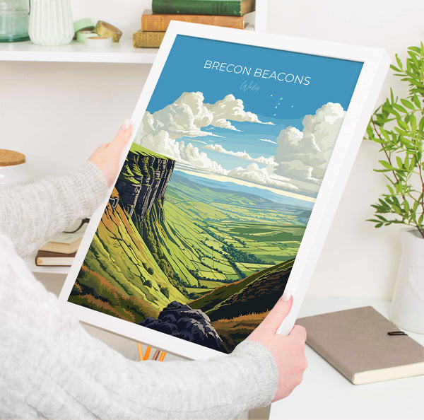 Brecon Beacons Print, Brecon Beacons Travel Poster, Wales, Welsh Art, Brecon Beacons Gift, Wall Art Print
