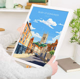 Bury St Edmunds Travel Print, Travel Poster of Bury St Edmunds, Suffolk, England, Suffolk Art, Bury St Edmunds Gift, NQ Media Designs