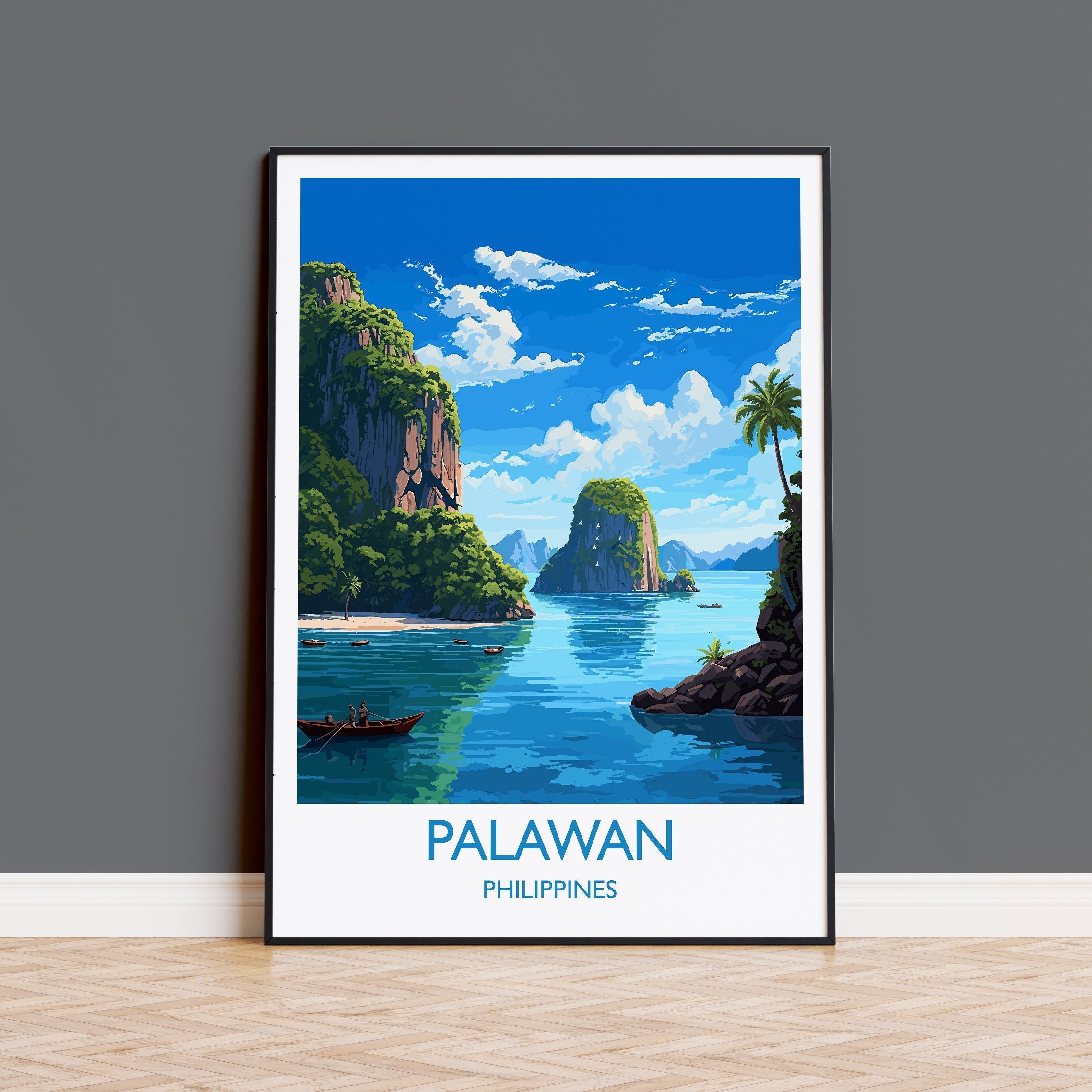 Palawan Travel Print, Travel Poster of Palawan, PalawanGift,Philippines Art Gift,Wall Art Print NQ Media Designs
