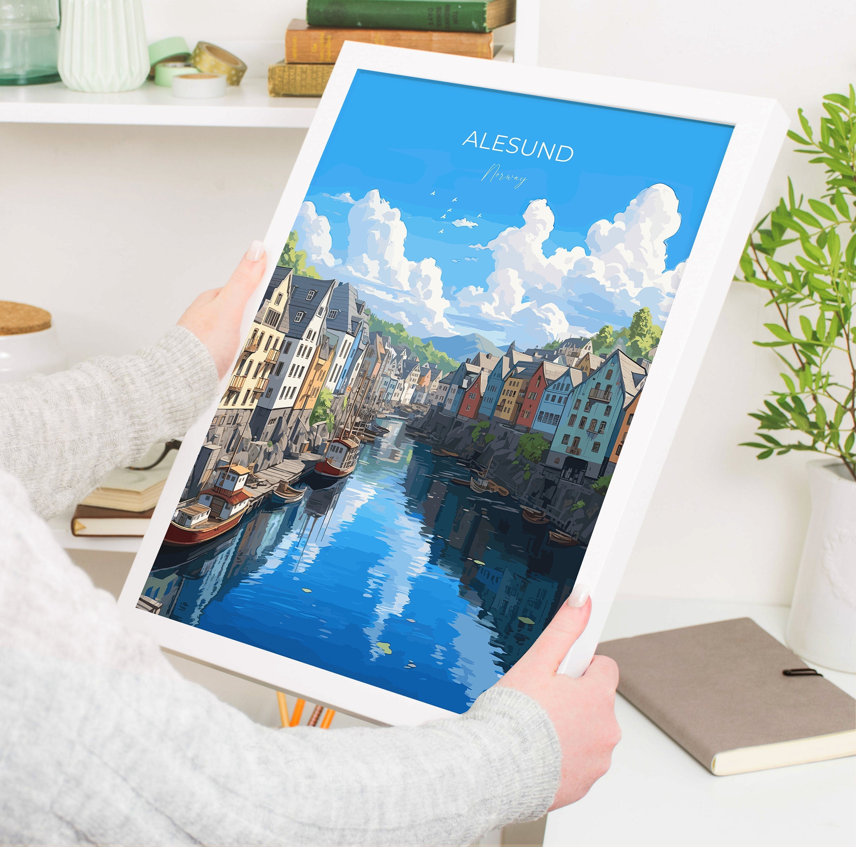 Alesund Print, Travel Poster of Alesund, Norway, Alesund Gift, Travel Gift NQ Media Designs