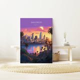 San Diego Travel Poster, Travel Print of San Diego, California, San Diego Gift, USA Gift, Wall Art Print NQ Media Designs