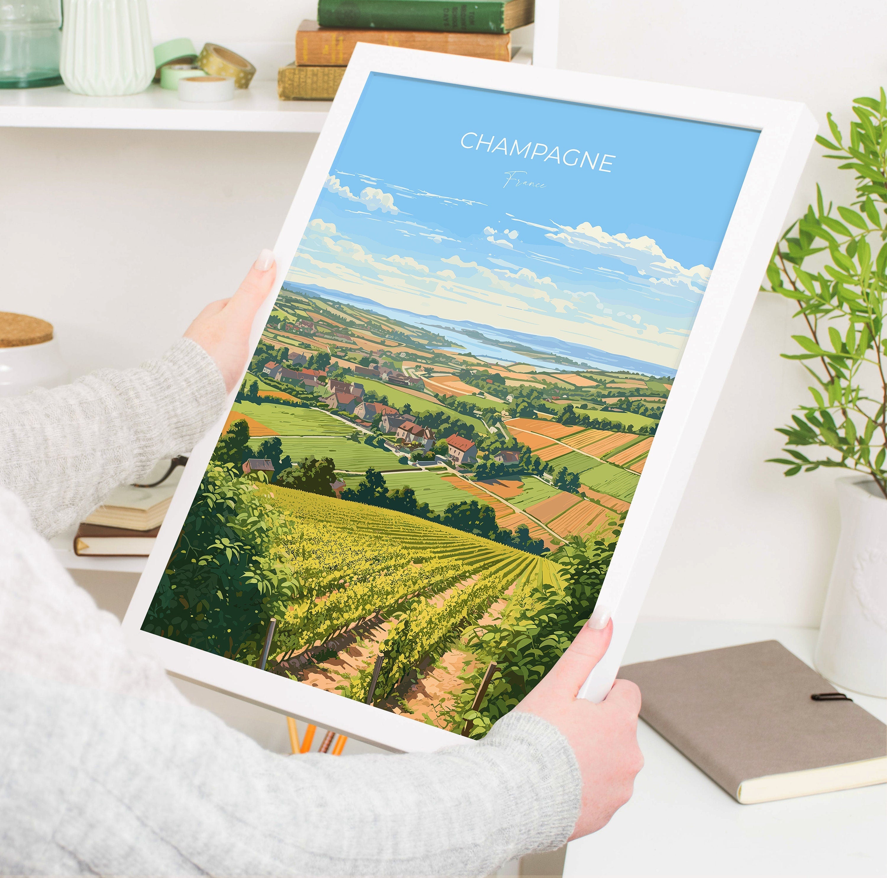 Champagne Poster, Travel Print of Champagne, Wine Region, Champagne Gift Art, France Art, Europe, Travel Gift NQ Media Designs