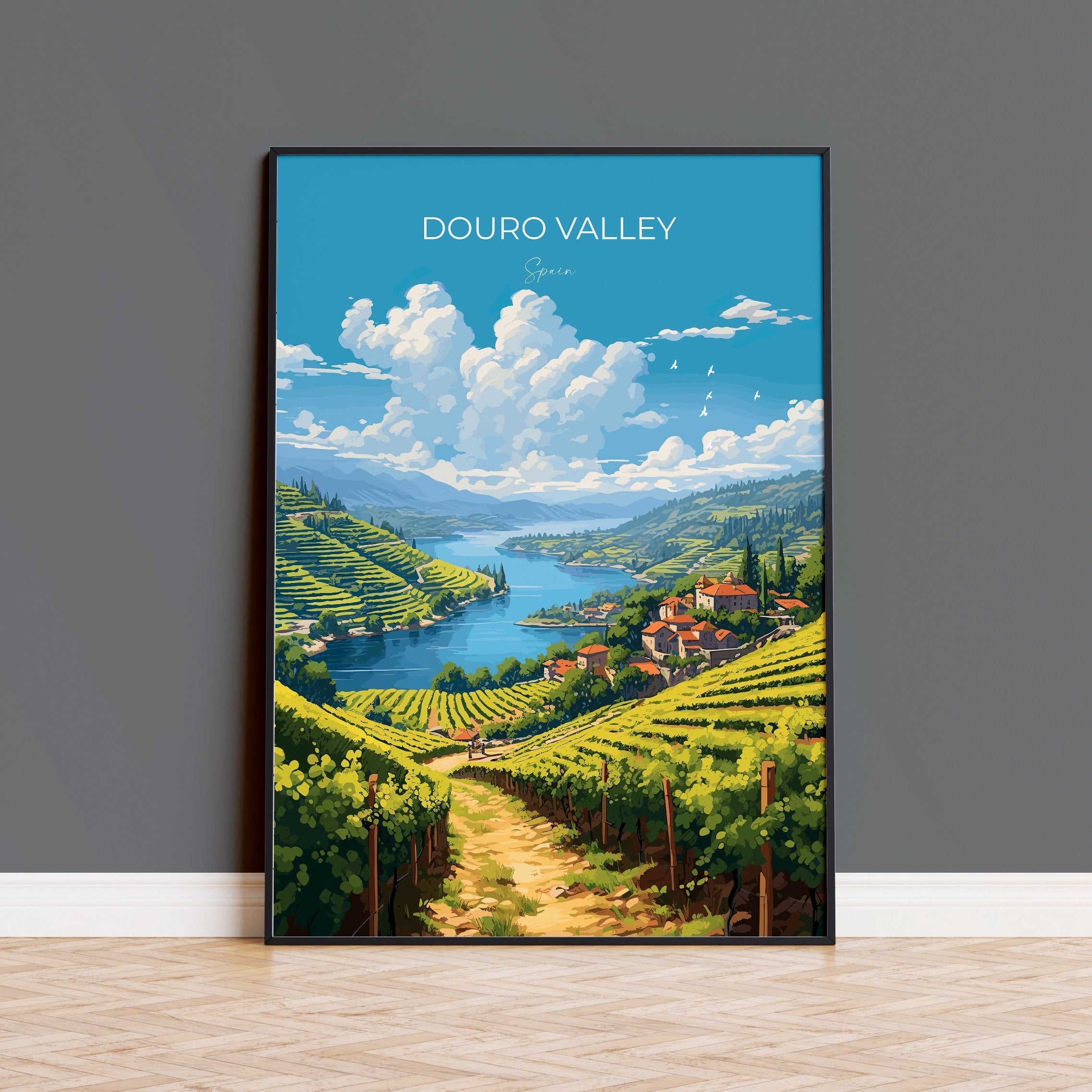 Douro Valley Print, Travel Poster of Douro Valley, Spain, Wine Region Art, Douro Valley Gift, Wall Art Print NQ Media Designs
