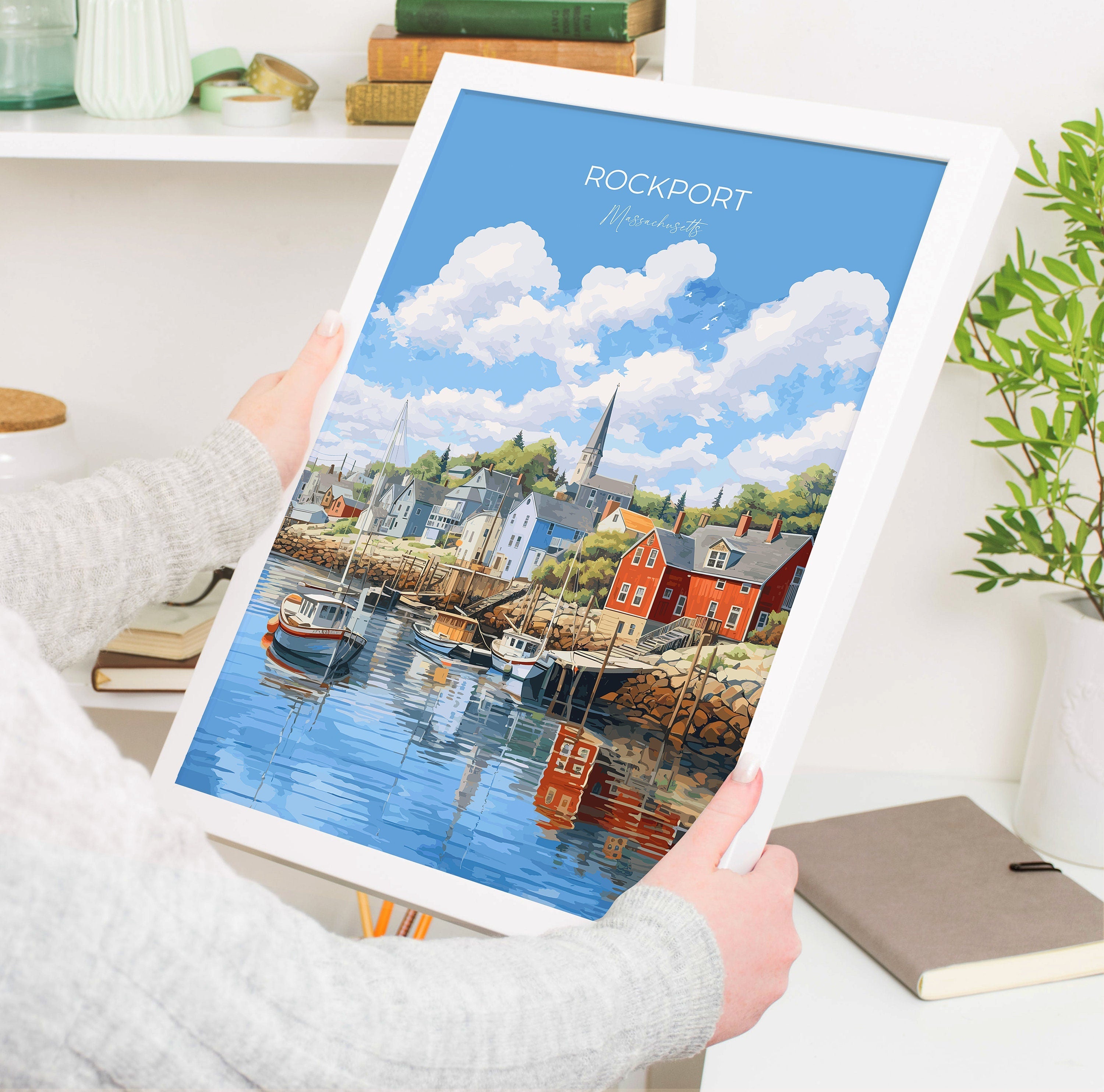 Rockport Poster, Travel Print of Rockport, Massachusetts Wall Art, Rockport Gift, USA, Travel Gift NQ Media Designs
