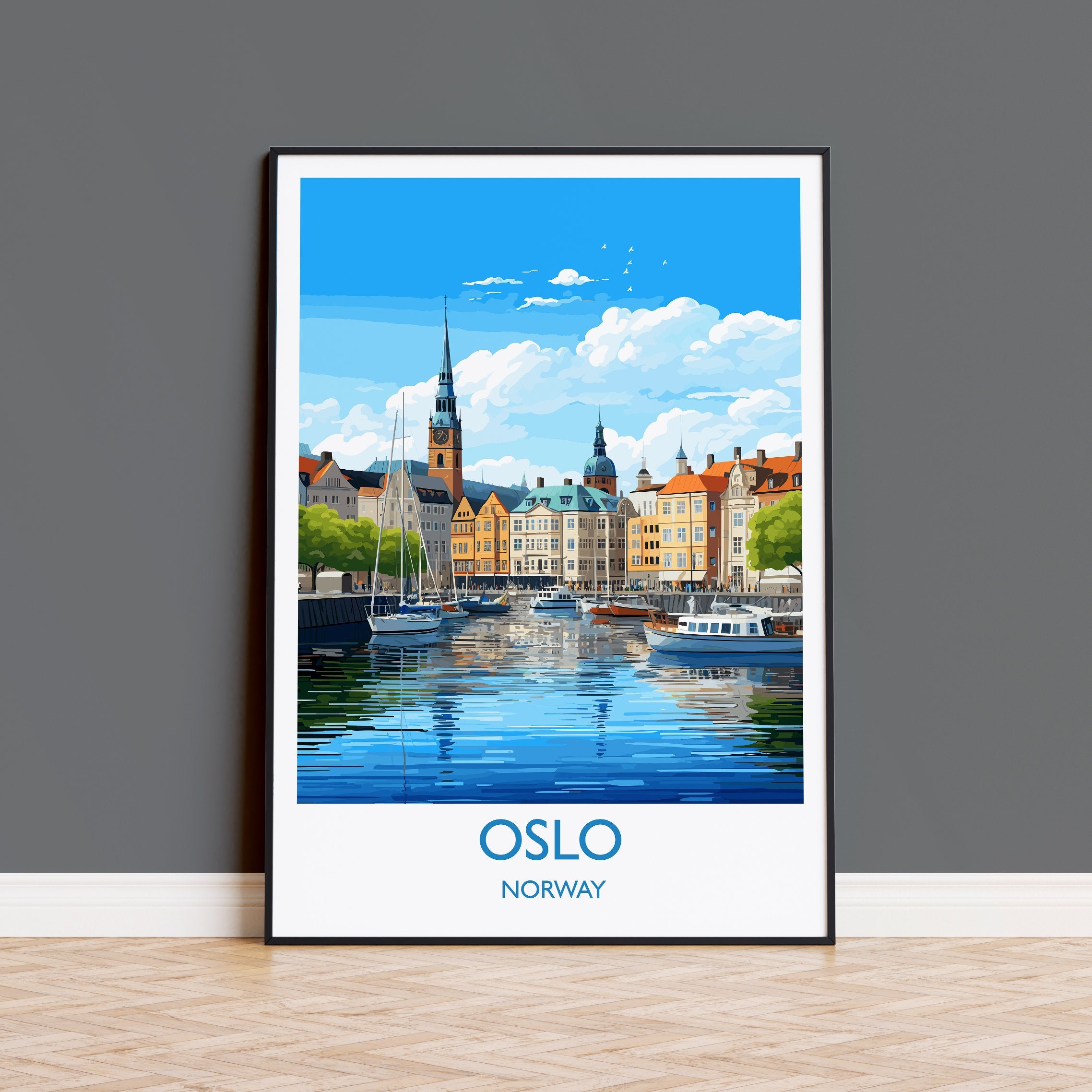 Oslo Poster, Travel Print of Oslo, Norway, Oslo Gift, Norway Wall Art, Travel Gift NQ Media Designs