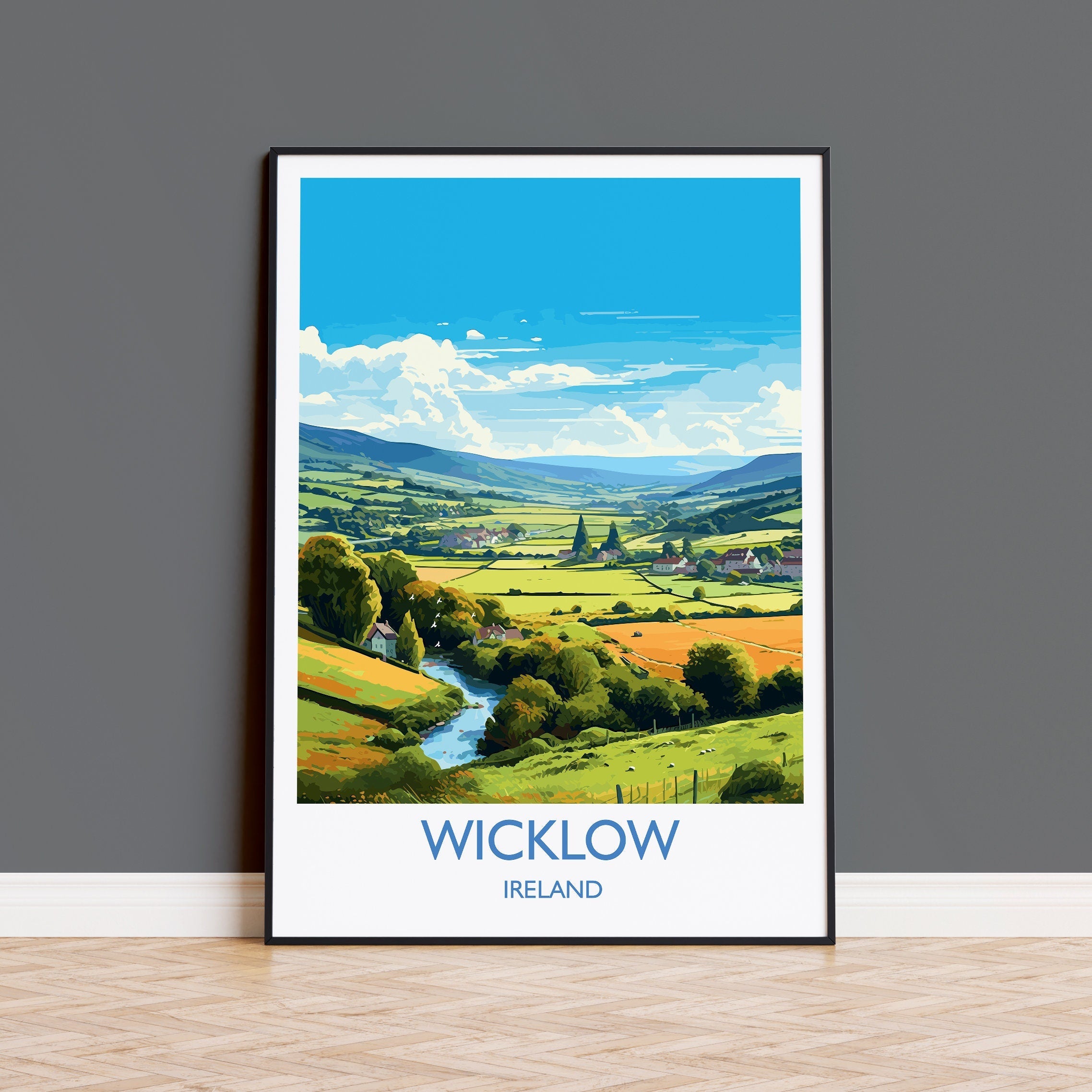 Wicklow Print, Travel Poster of Wicklow, Ireland, County Wicklow Art Gift, Ireland Gift Art, Landscape Wall Art Print NQ Media Designs
