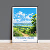 Pembrokeshire Print, Travel Poster of Pembrokeshire, Wales, Pembrokeshire Art Gift, Wales Gift Art, Landscape Wall Art Print NQ Media Designs