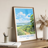 Pembrokeshire Print, Travel Poster of Pembrokeshire, Wales, Pembrokeshire Art Gift, Wales Gift Art, Landscape Wall Art Print NQ Media Designs
