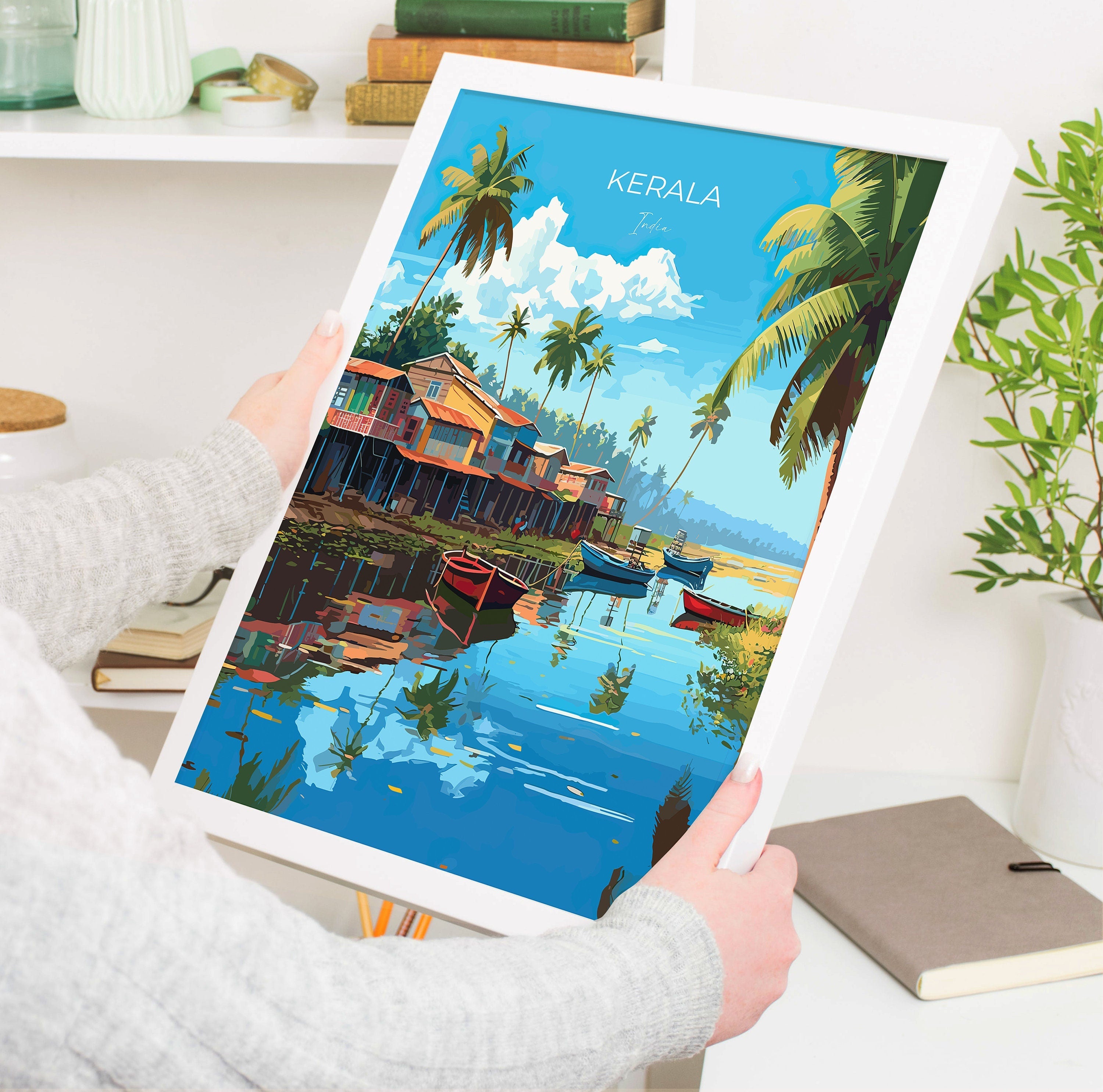 Kerala Travel Print, Travel Poster of Kerala, India, Kerala Art Gift, India Gift Art, Wall Art Print NQ Media Designs